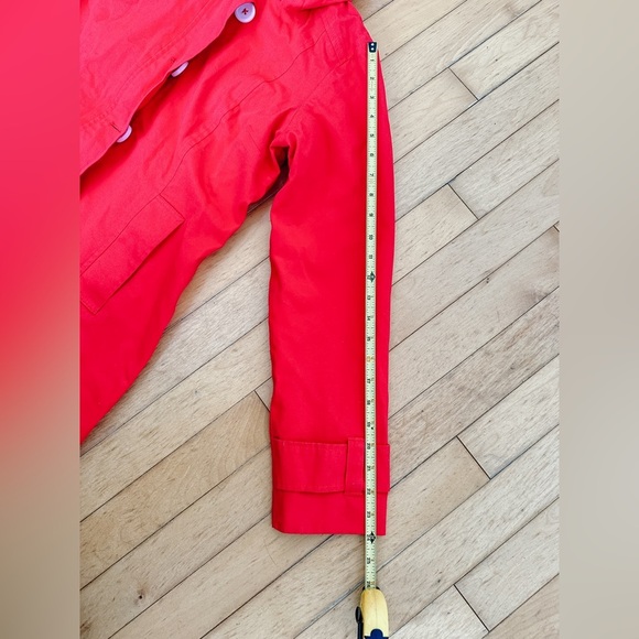 “Hatley”Red Trench Coat - Detachable Hood - Zip Front - Stripped Lining - Size 8 - Picture 15 of 15